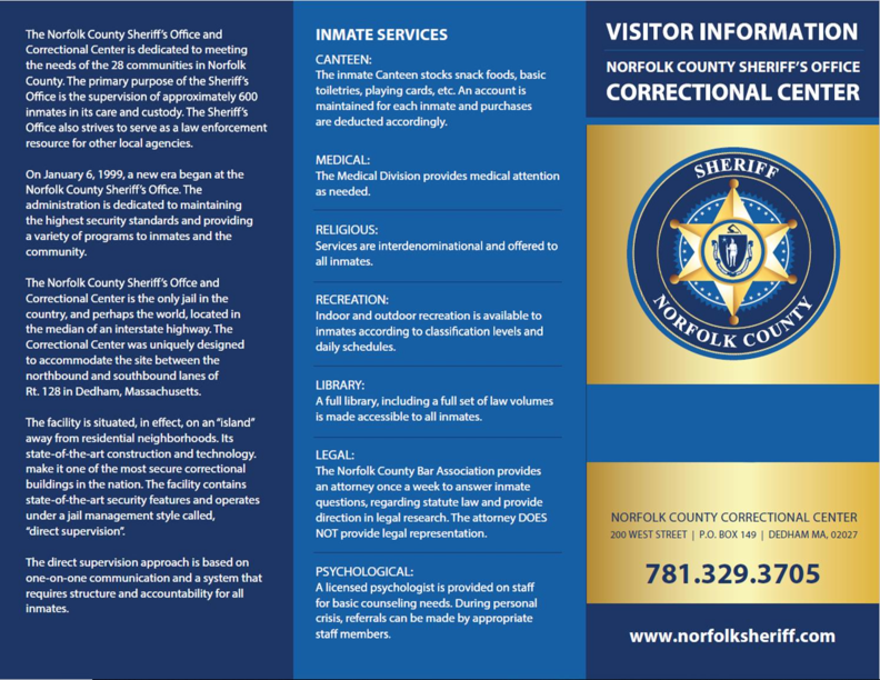 Norfolk County Sheriff S Office Visitor Information